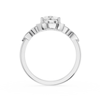Diamond ring with a white gemstone on a white background