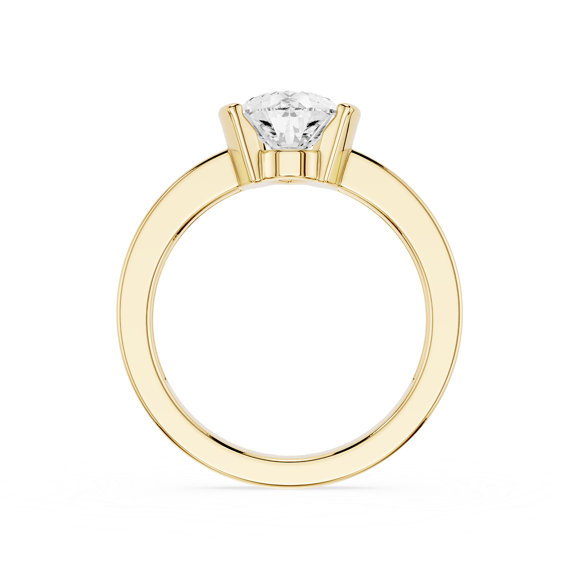 Gold ring with a diamond on a white background