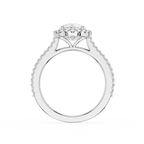 Diamond ring with a white gemstone on a white background