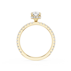 Gold ring with a diamond on a white background