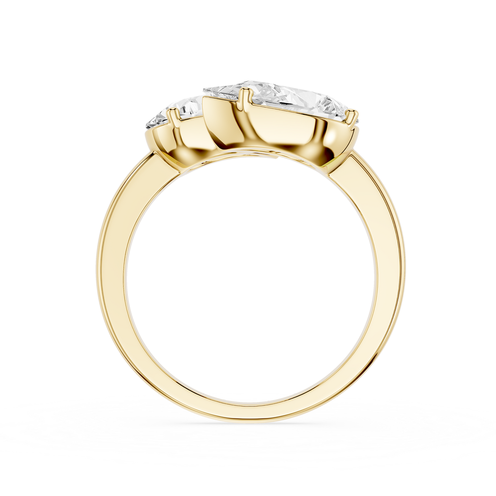 Gold ring with a diamond on a white background