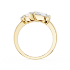 Gold ring with a diamond on a white background
