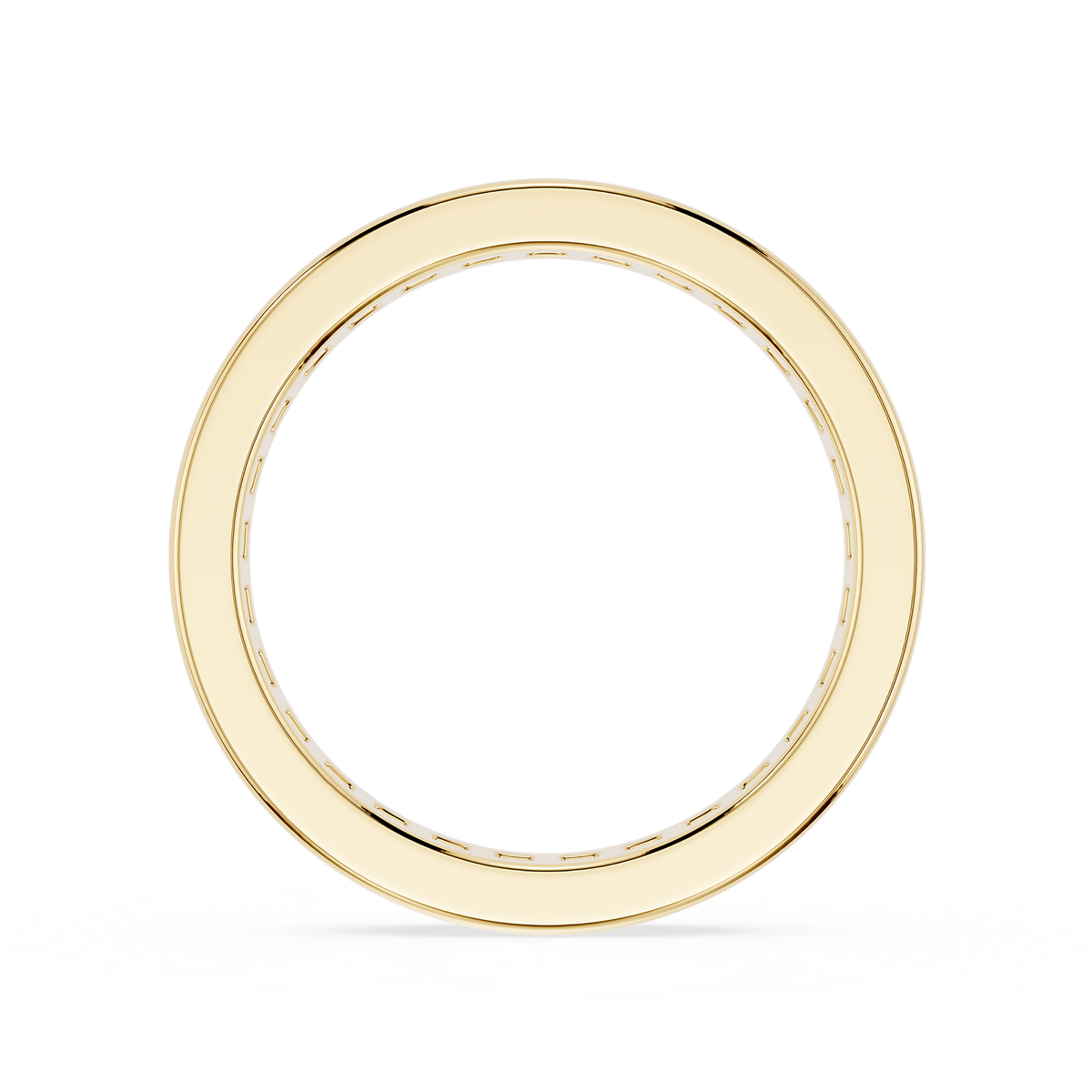 Back view Of Yellow Gold Princess Cut Lab Diamond Channel Set Eternity Wedding Band