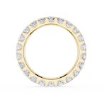 A yellow gold eternity ring set with round brilliant-cut diamonds, shown on a clean white background.
