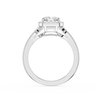 Silver ring with intricate design on a white background