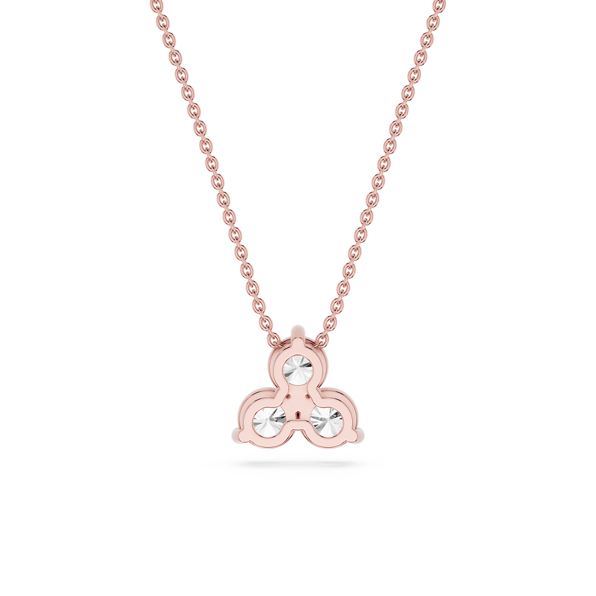 Rose gold 0.5 CT Round Cut Lab Grown Diamond Trio Stone Cluster Pendant