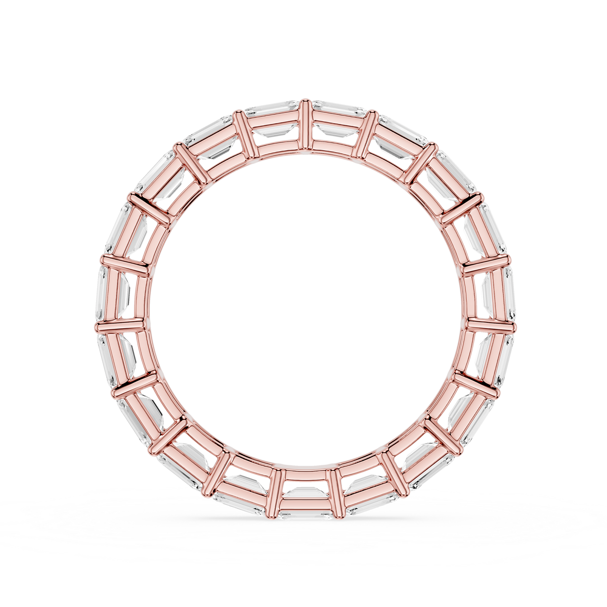 Rose Gold 3 Carat East West Emerald Cut Lab Diamond Eternity Band