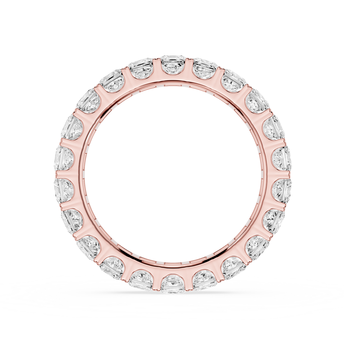 A Rose gold 3 Carat Princess Cut Lab Grown Diamond Eternity Wedding Band