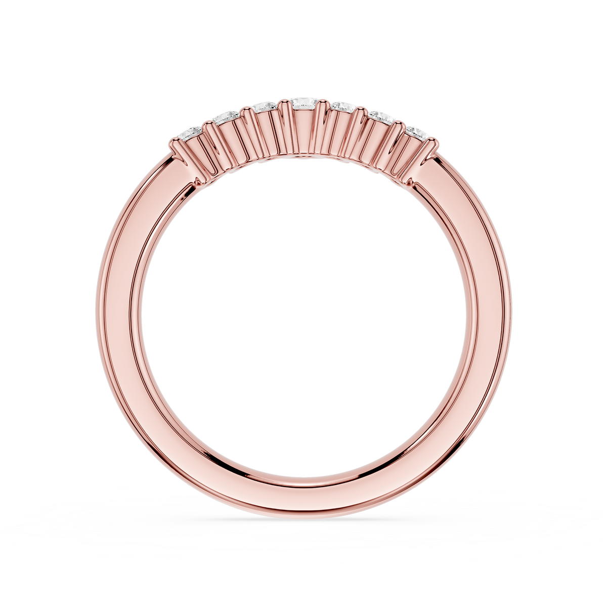 Rose gold Curved Round Cut Lab Diamond Stacking Wedding Band For Women