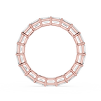 A circular ring featuring a rose gold frame with clear rectangular baguette-cut gemstones, presented on a clean white background.
