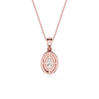Rose gold pendant necklace on a white background