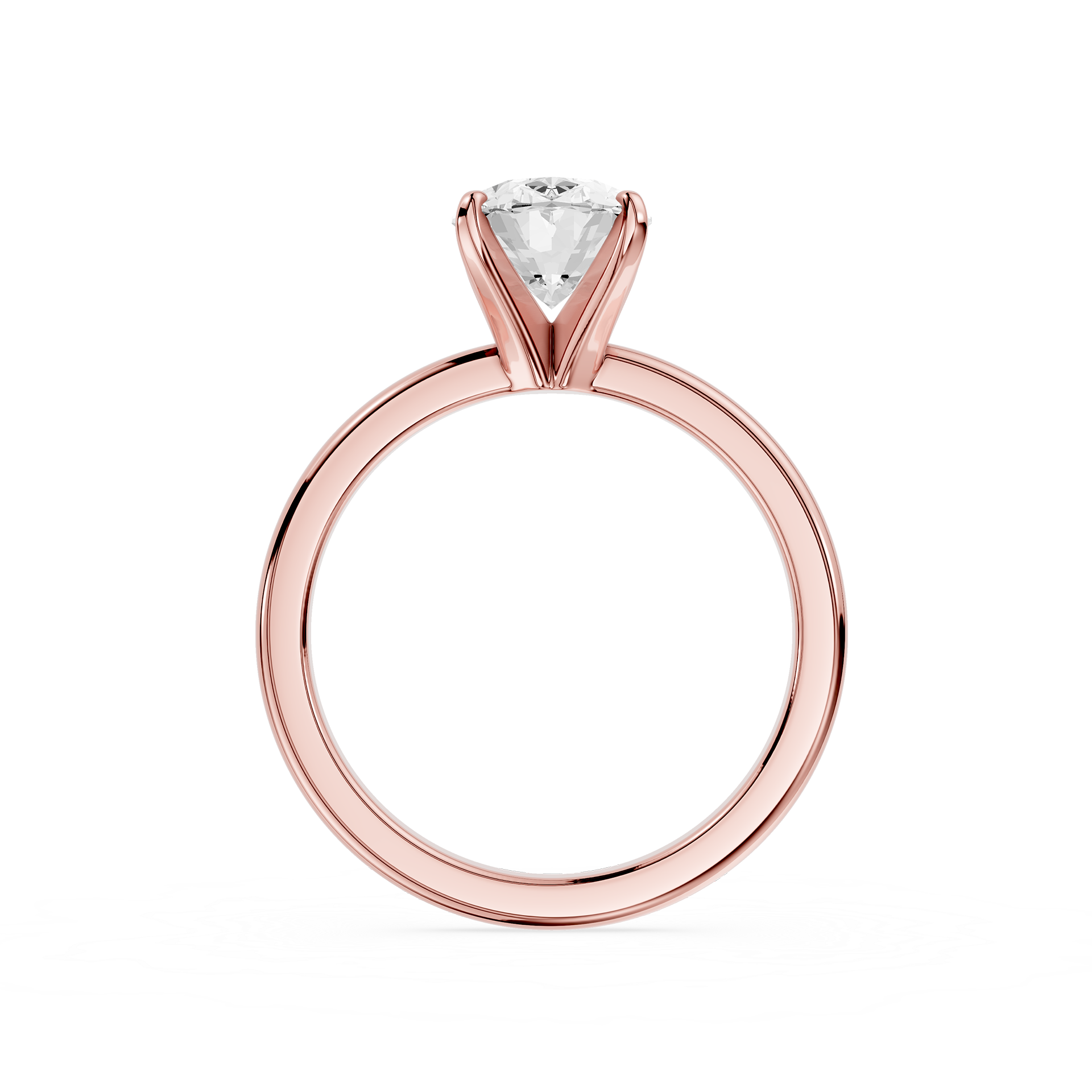Gold ring with a diamond on a white background