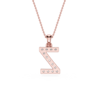 Rose gold necklace with a letter 'Z' pendant on a white background