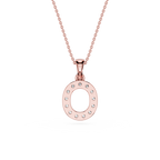 Back View Of Rose Gold Personalized Pave Letter O Lab Grown Diamond Pendant