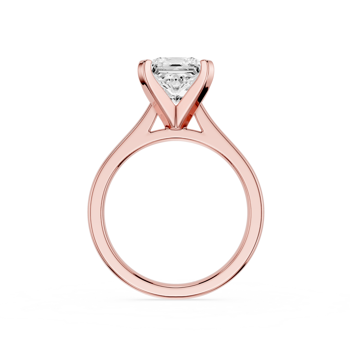 Back View Of Princess Cut High Set Solitaire Lab Diamond Engagement Ring