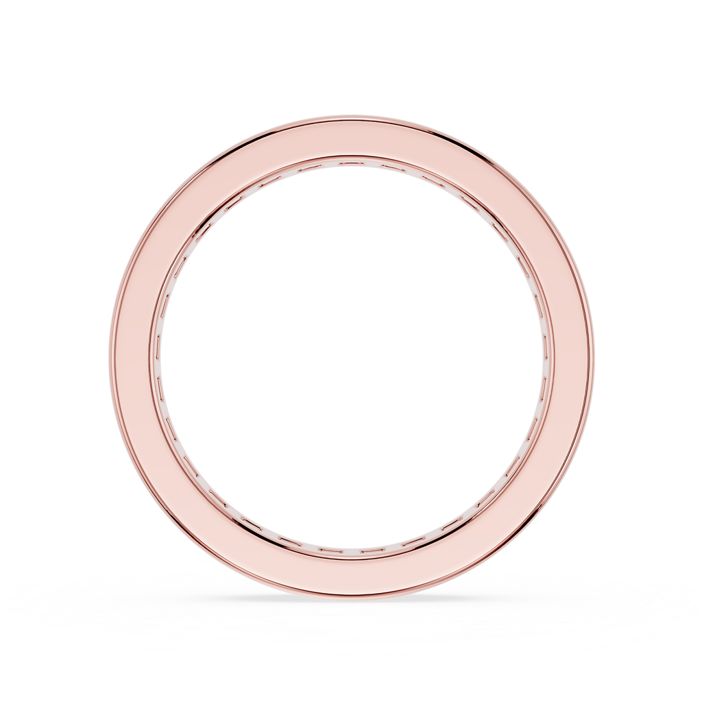 Rose gold ring with diamonds on a white background