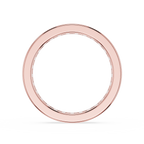 Rose gold ring with diamonds on a white background