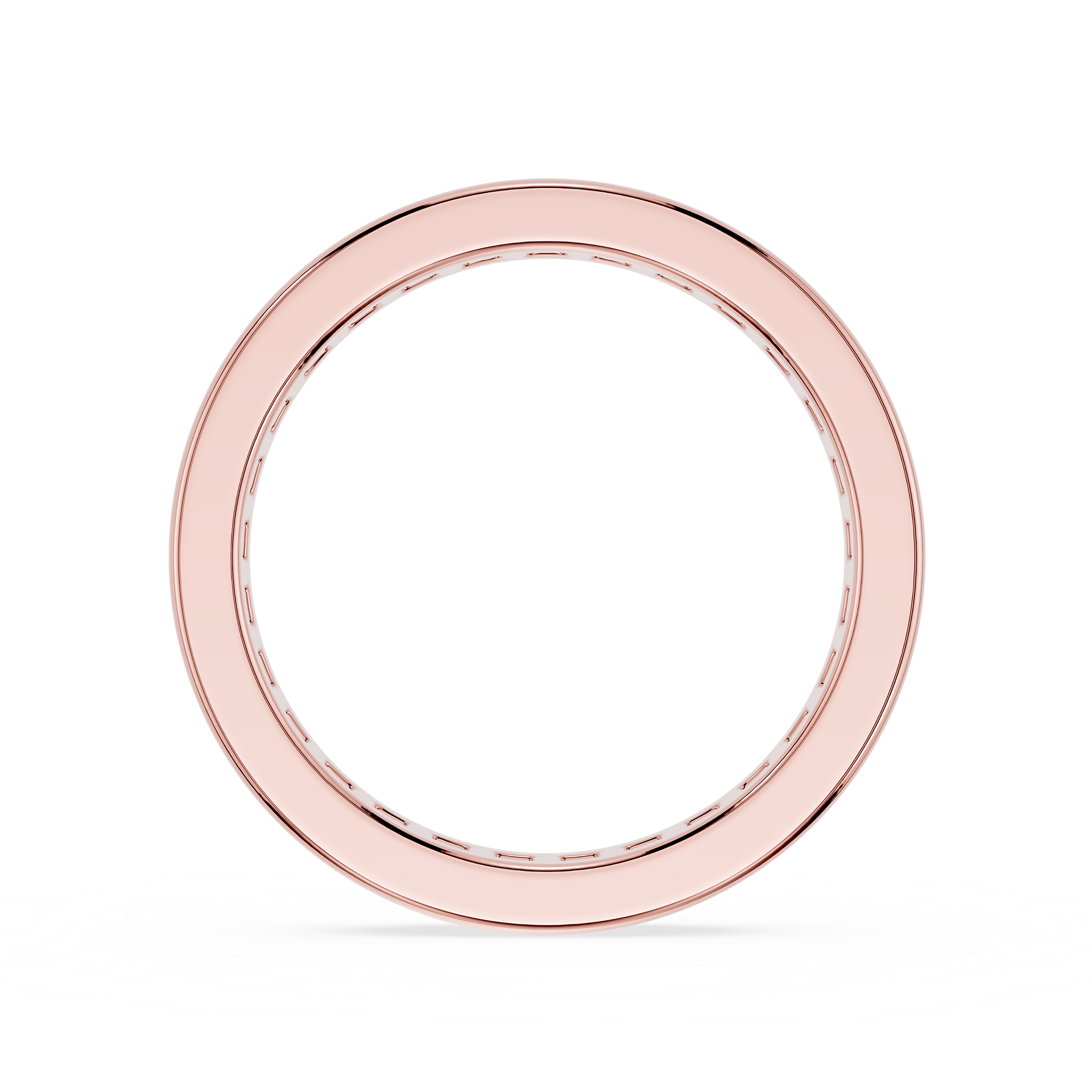 Rose gold ring with diamonds on a white background