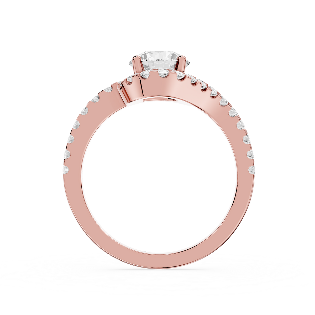 Round Cut Halo Lab Grown Diamond Bypass Engagement Ring