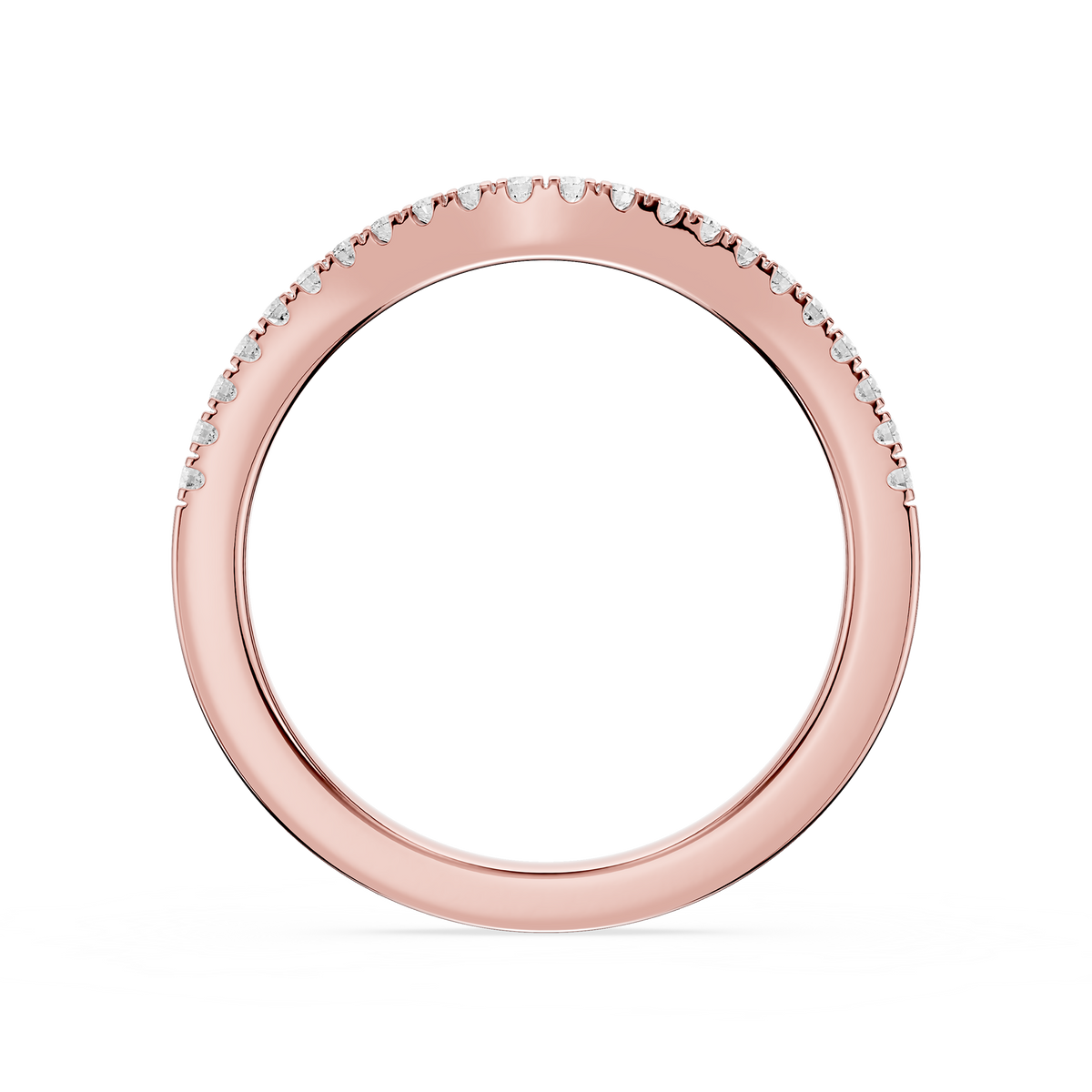 Round Cut Lab Diamond Curved Wedding Band for Stacks Rings