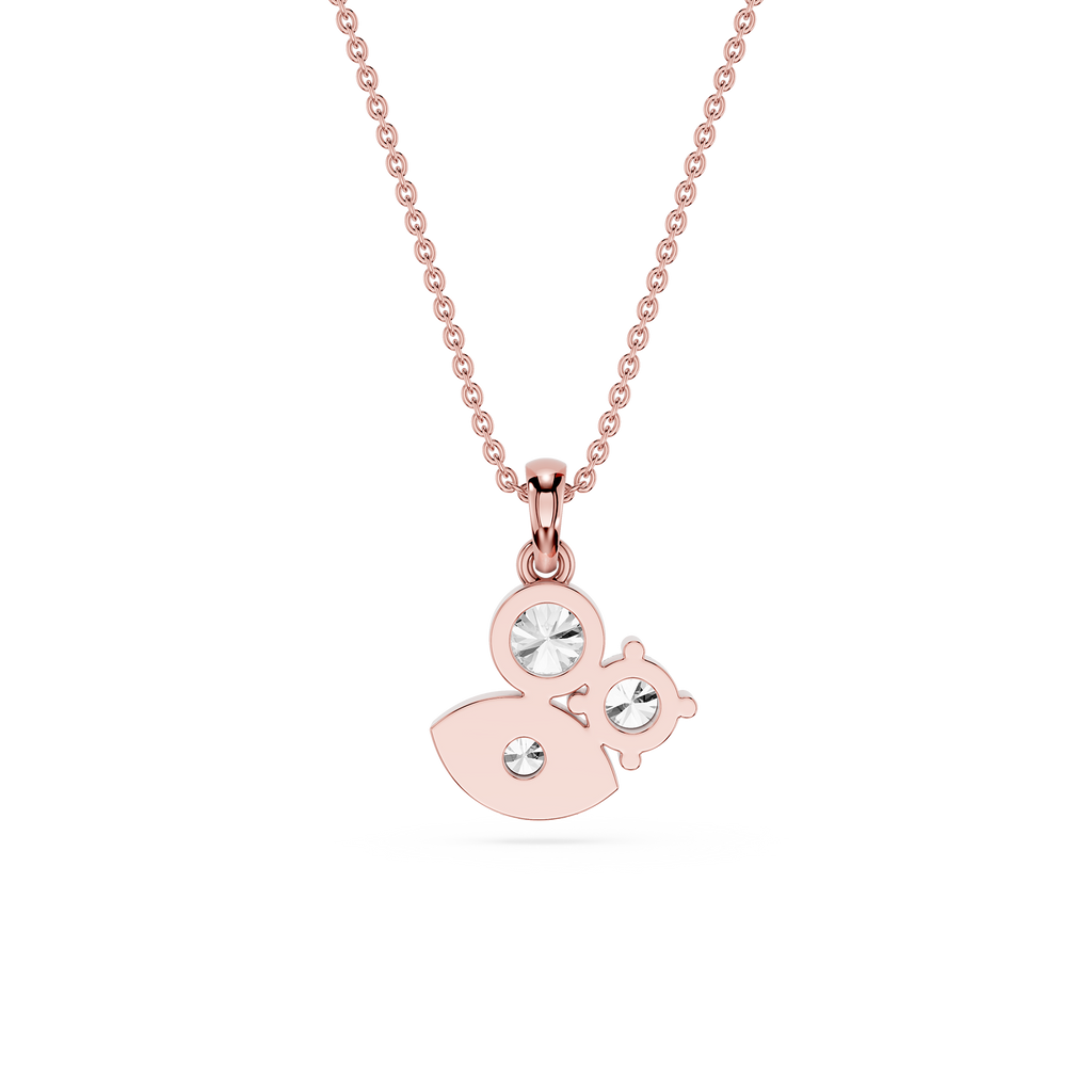 Rose gold necklace with a heart-shaped pendant on a white background