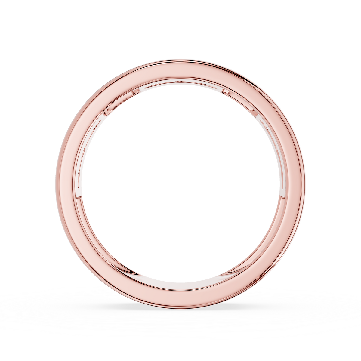 Back View Of Rose Gold Round Cut Lab Grown Diamond Flush Set Men’s Wedding Band