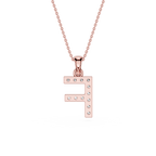 Back View Of Rose Gold Round Cut Lab Grown Diamond Letter F Initial Pendant