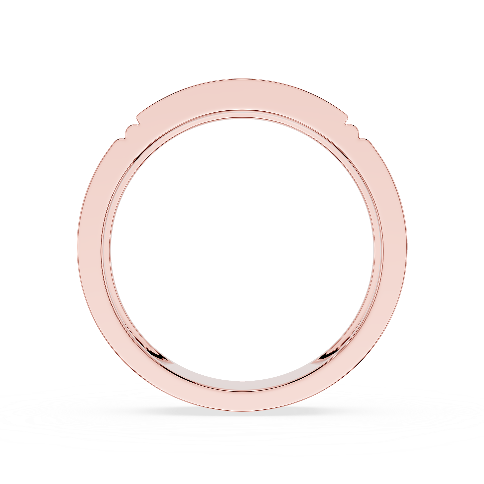 Rose gold ring on a white background