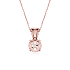 Rose gold pendant necklace on a white background