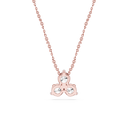 Rose gold necklace with a trinity knot pendant on a white background
