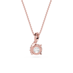 Rose gold necklace with a pendant on a white background