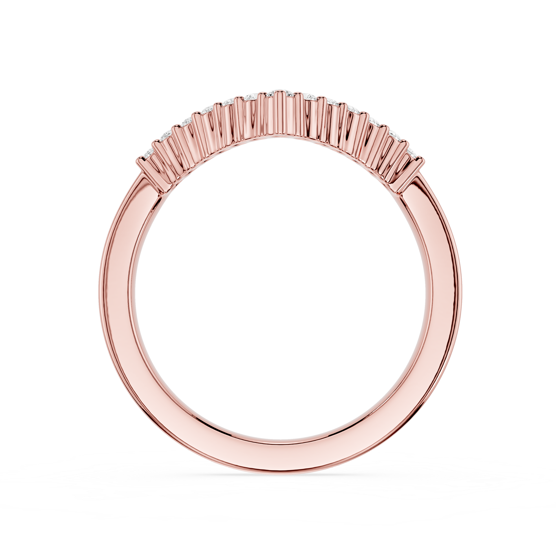 Rose gold ring with a unique design on a white background