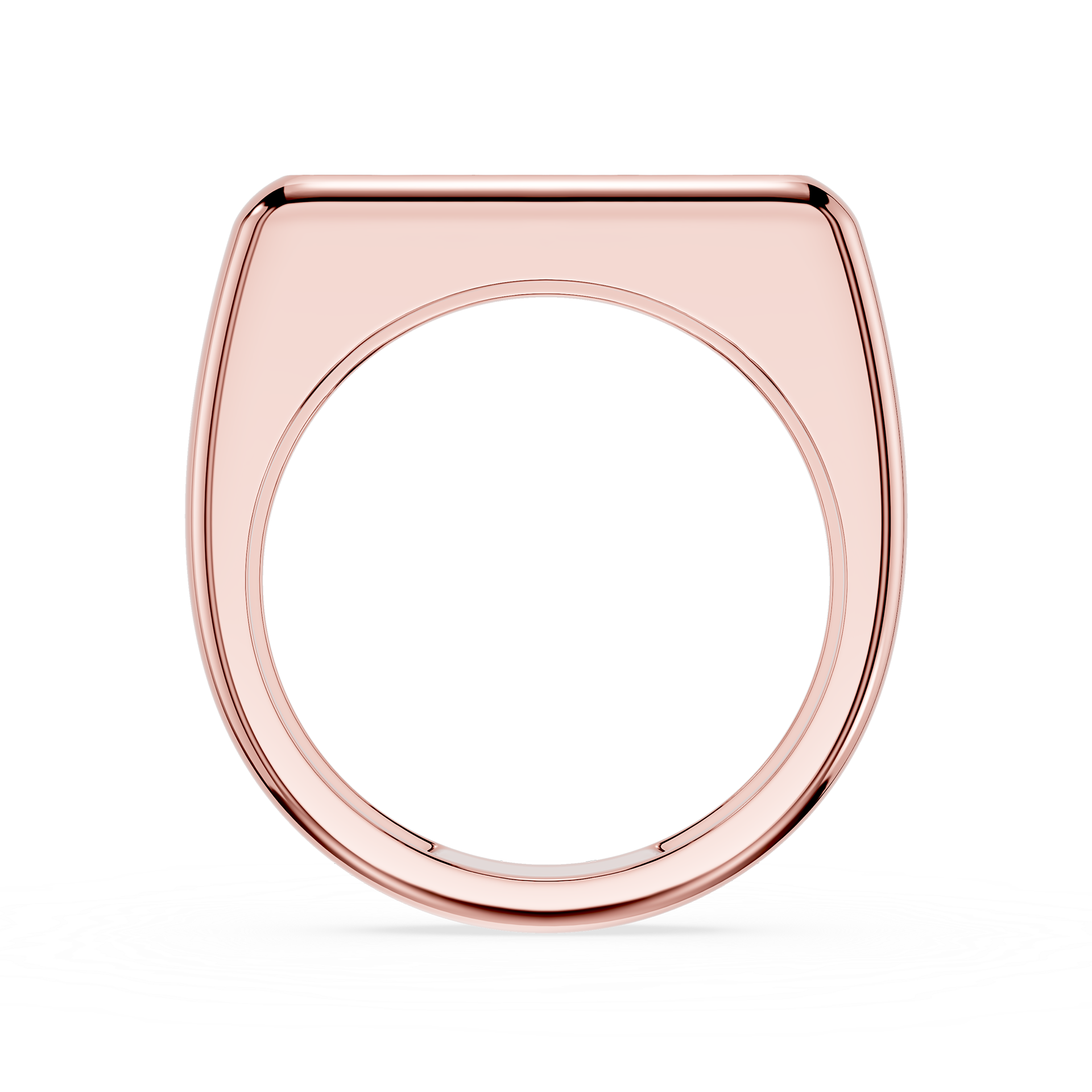 Rose gold ring on a white background