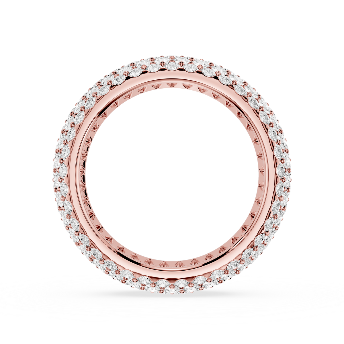 Rose gold Wide Five Row Round Lab Diamond Statement Wedding Band