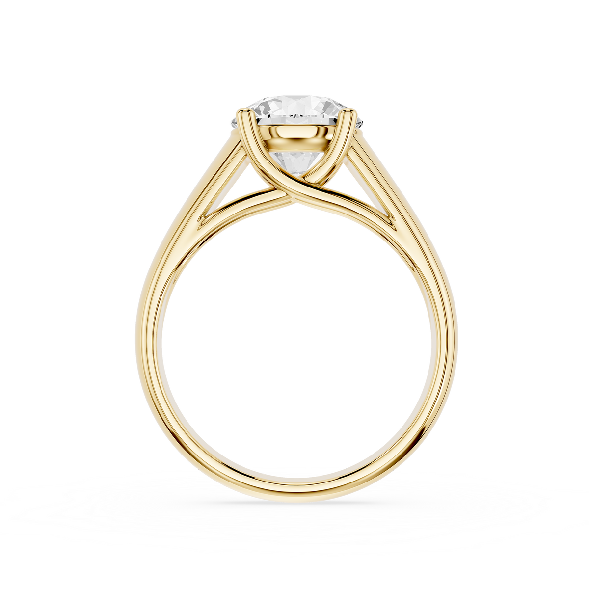 Back view Of Round Cut Four Prong Lab Diamond Wide Band Engagement Ring