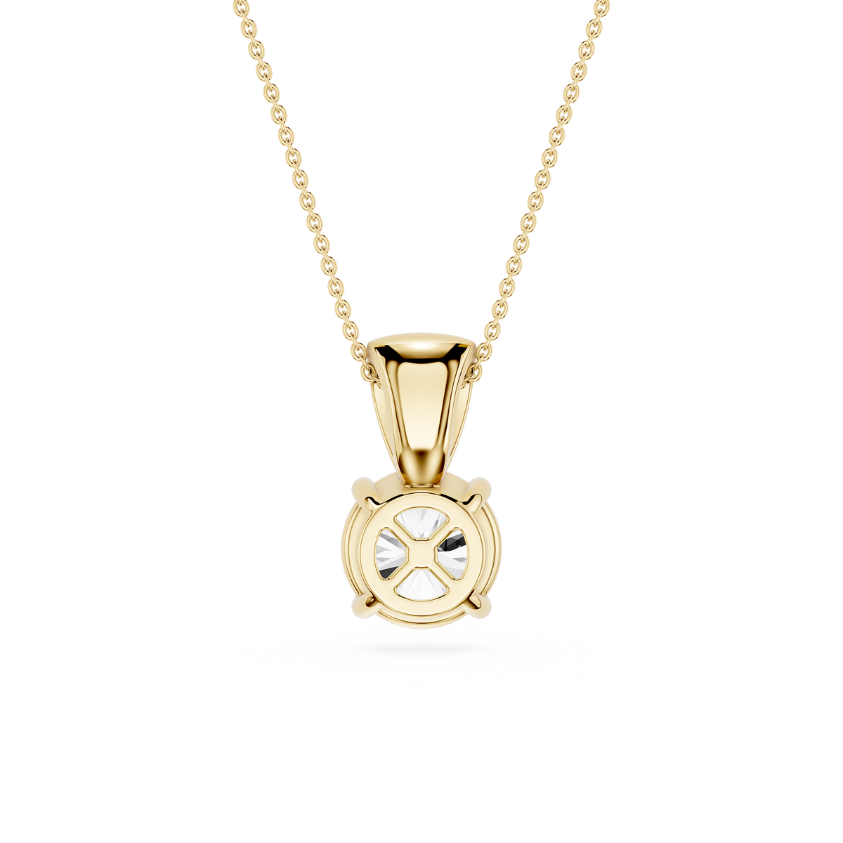 Gold pendant necklace on a white background
