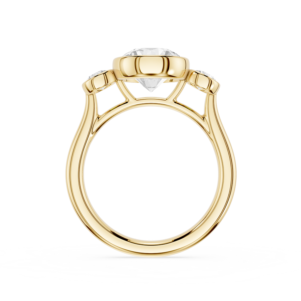 Gold ring with a diamond on a white background