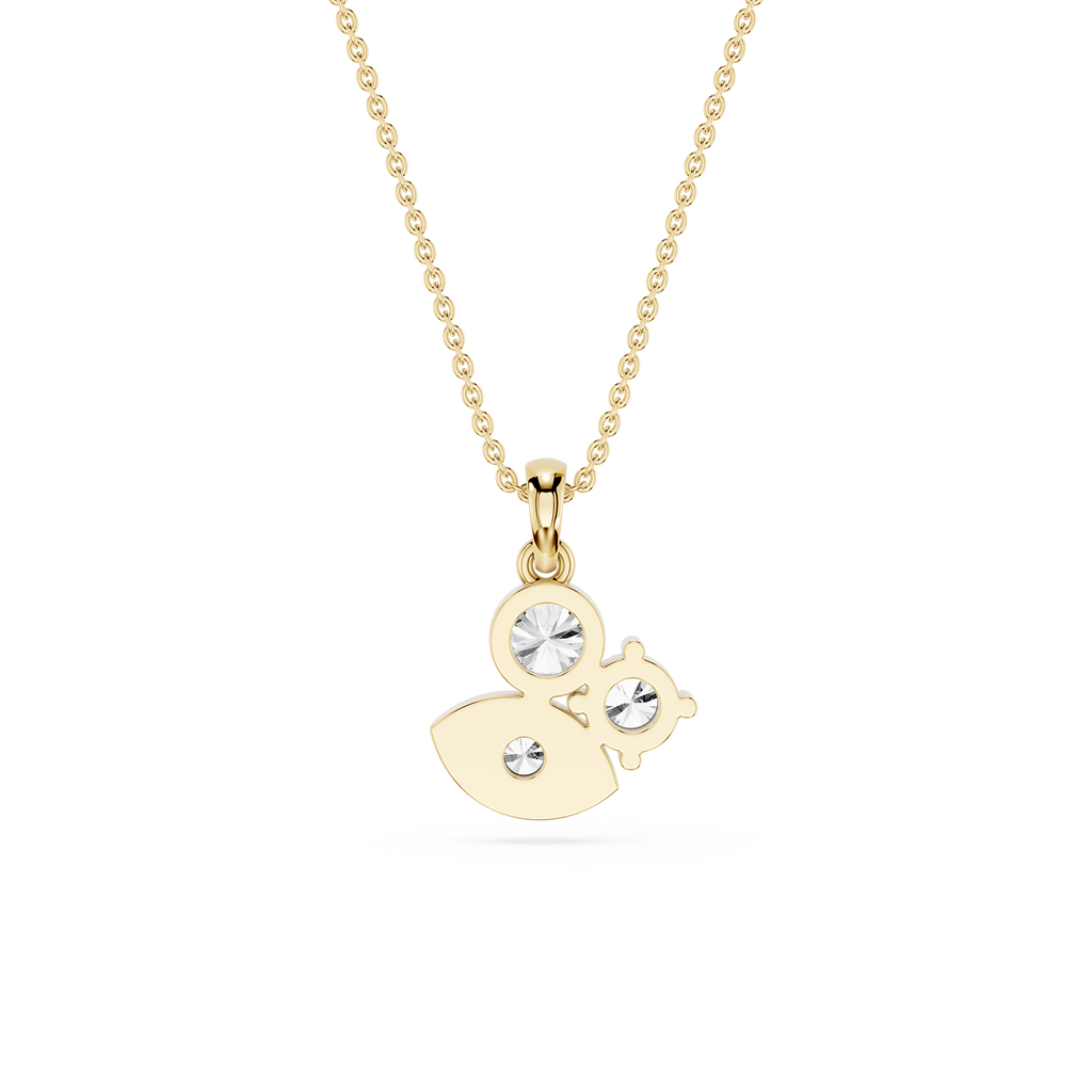 Gold necklace with a unique pendant on a white background