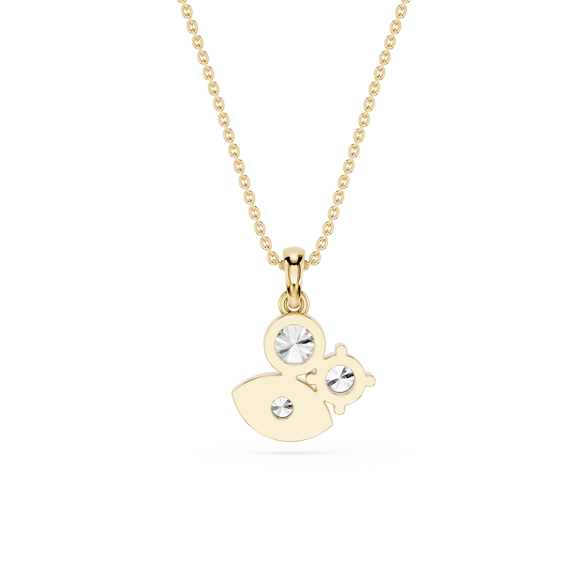 Gold necklace with a unique pendant on a white background