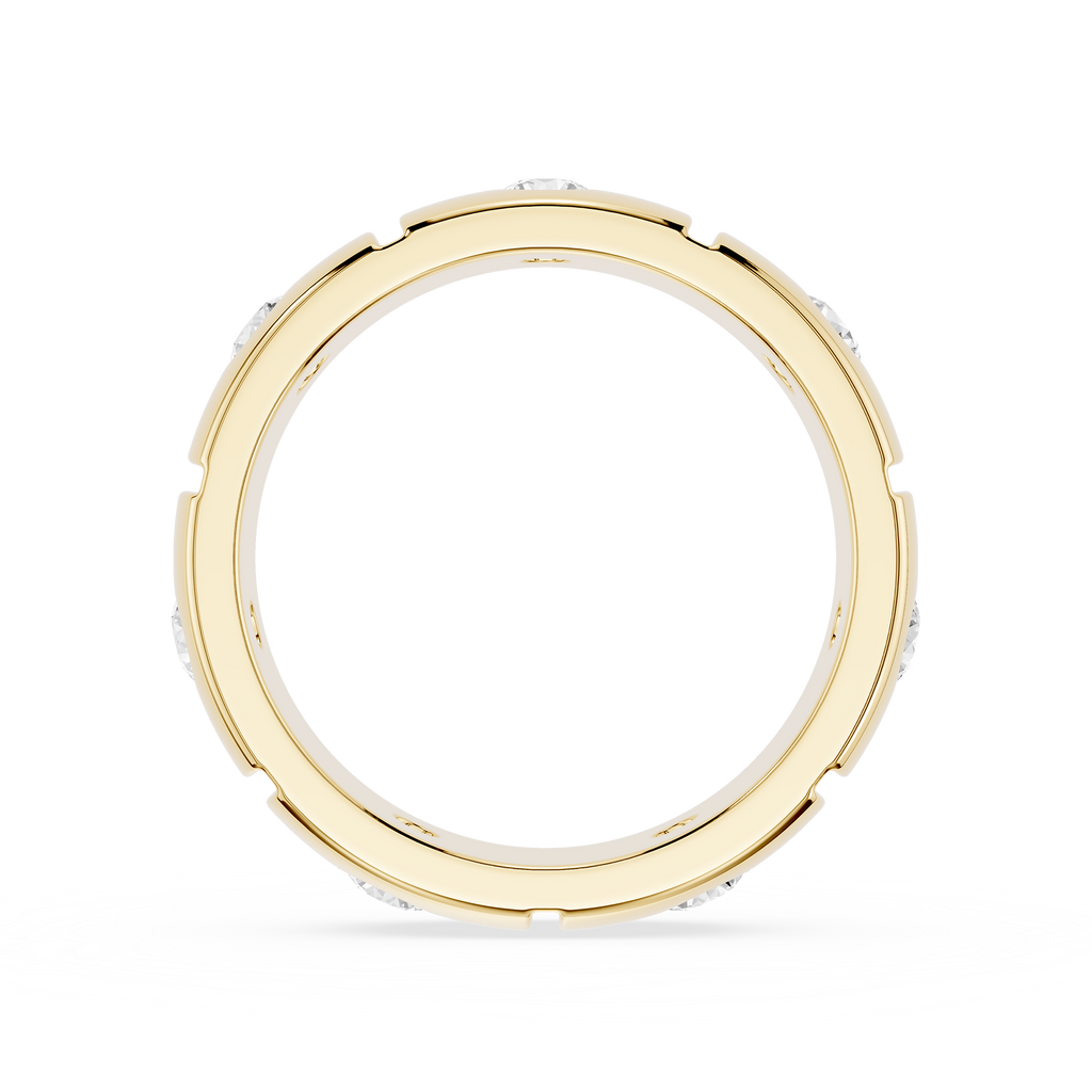 Gold ring with small diamonds on a white background