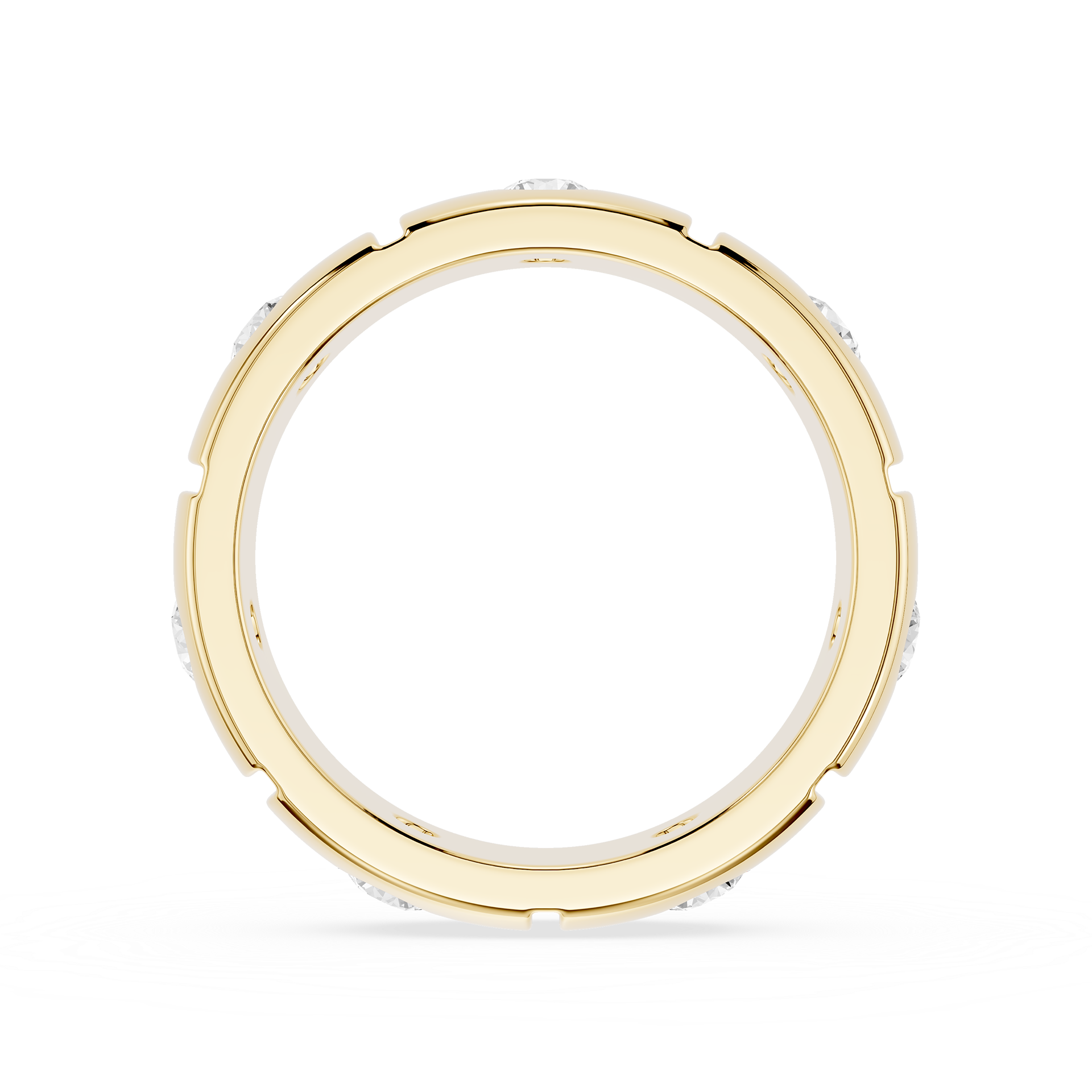 Gold ring with small diamonds on a white background
