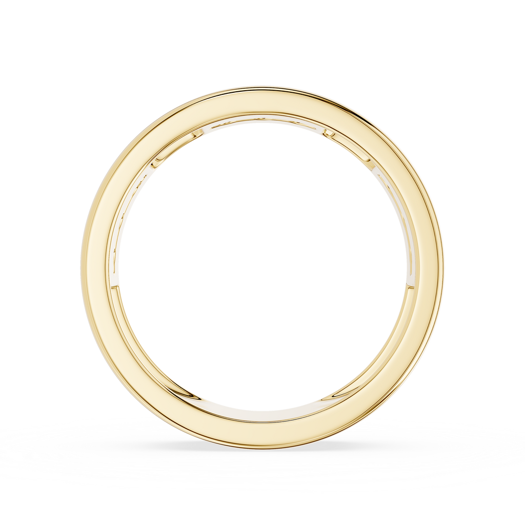 Back View Of Yellow Gold Round Cut Lab Grown Diamond Flush Set Men’s Wedding Band