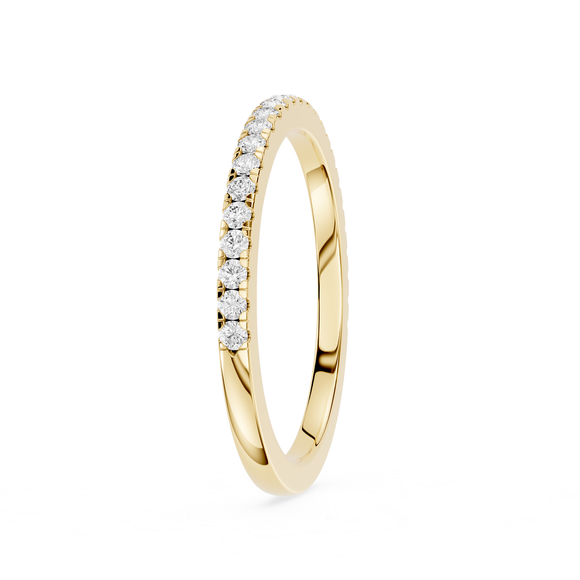 Gold ring with small diamonds on a white background