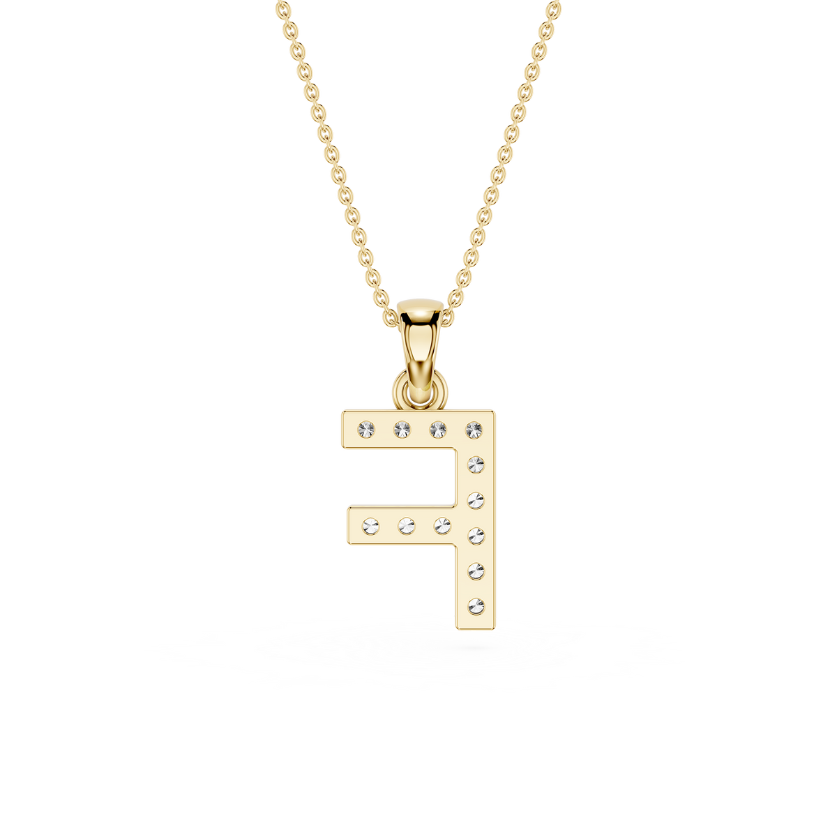 Back View Of Round Cut Lab Grown Diamond Letter F Initial Pendant