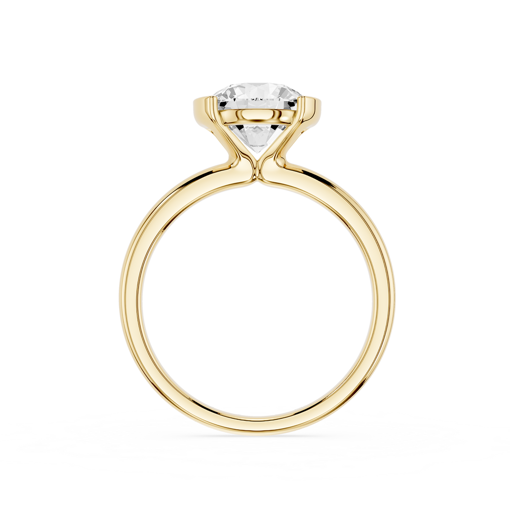 Yellow Gold Round Cut Lab Grown Diamond Tension Style Engagement Ring