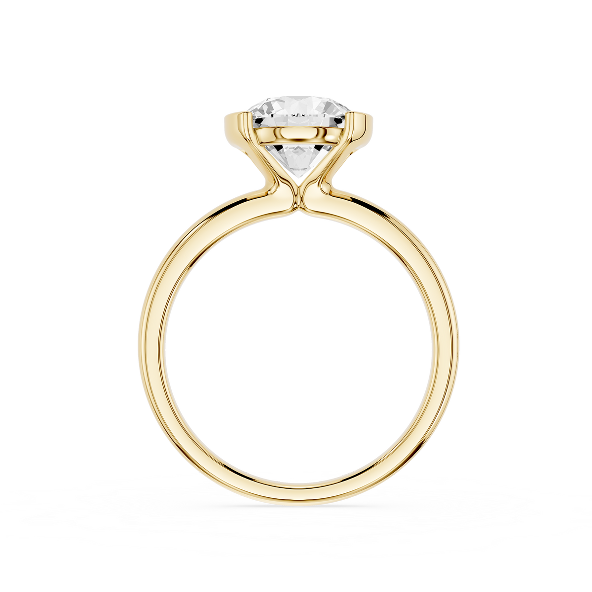 Yellow Gold Round Cut Lab Grown Diamond Tension Style Engagement Ring