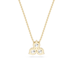 Gold necklace with a trinity knot pendant on a white background