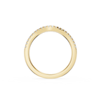 Gold ring with small diamonds on a white background