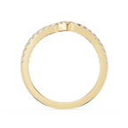 Gold ring with small diamonds on a white background