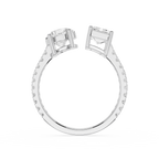 A White Gold ring with two large clear rectangular-cut center stones and a channel-set row of small clear stones along the band, shown on a plain white background.